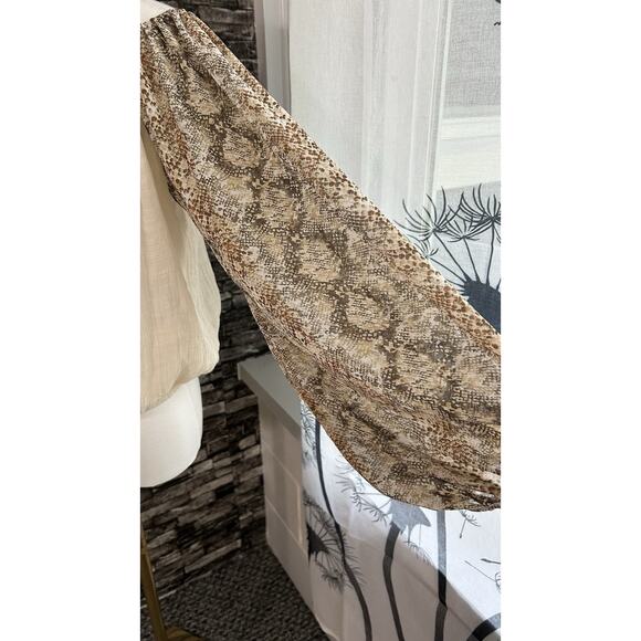 Blu Pepper Crop Top Women Large Boho Off Shoulder Snake Skin Balloon Sleeves Y2K - Picture 3 of 8